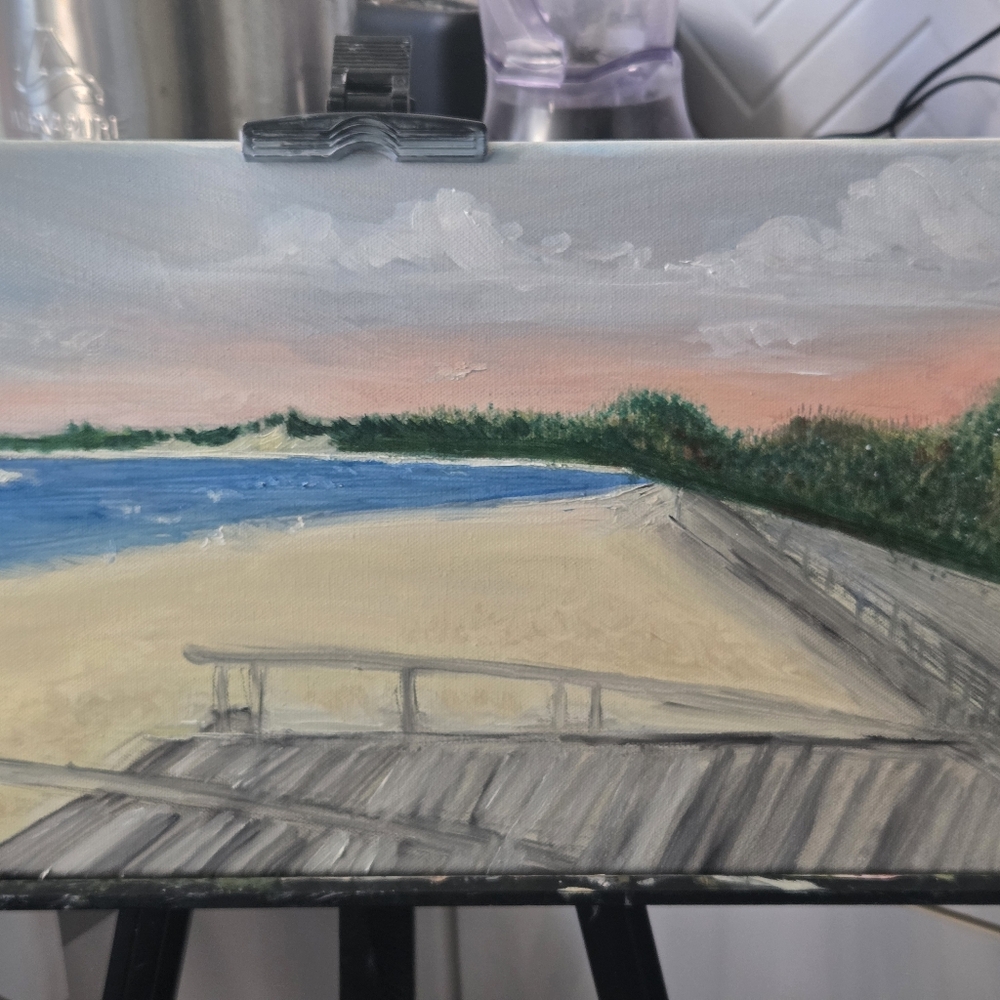 Serene Beach Landscape Oil Painting